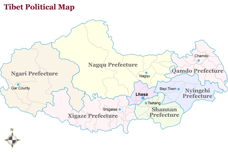Tibet Administrative Map